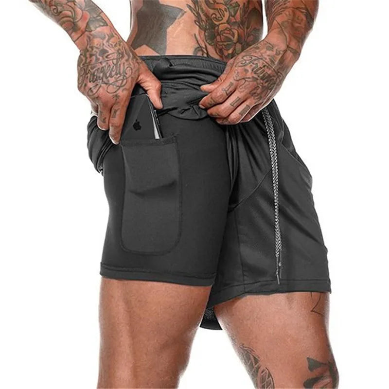New Running Shorts Men Gym Sports Shorts 2-in-1