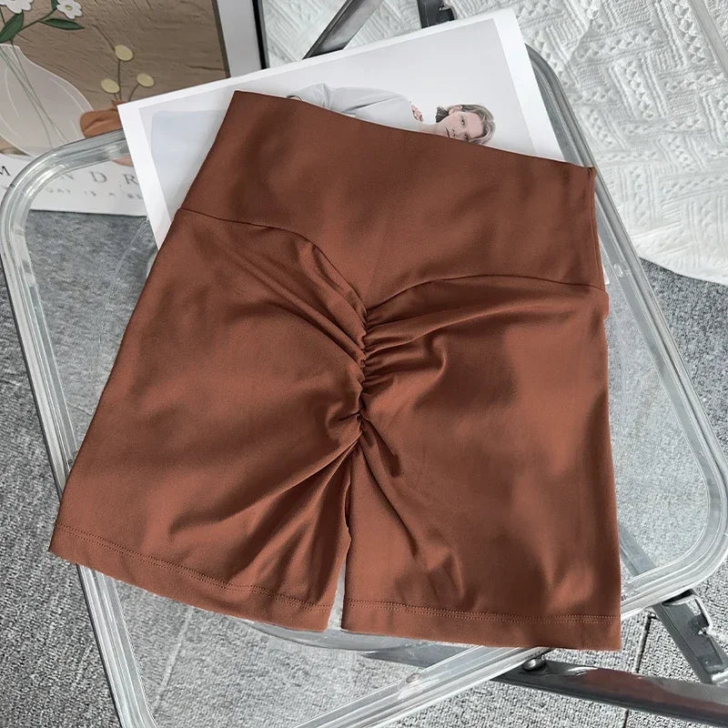 Solid Color High Waist Seamless Butt Lift Yoga Shorts