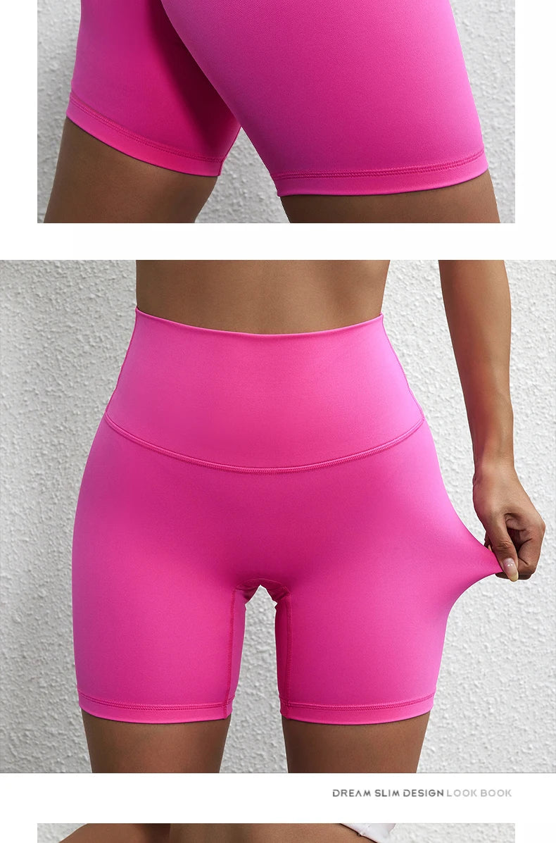 Solid Color Women’s High Waist Fitness Shorts