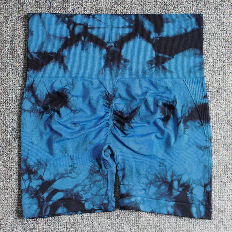 Seamless Tie Dye Push Up Yoga Shorts for Women: