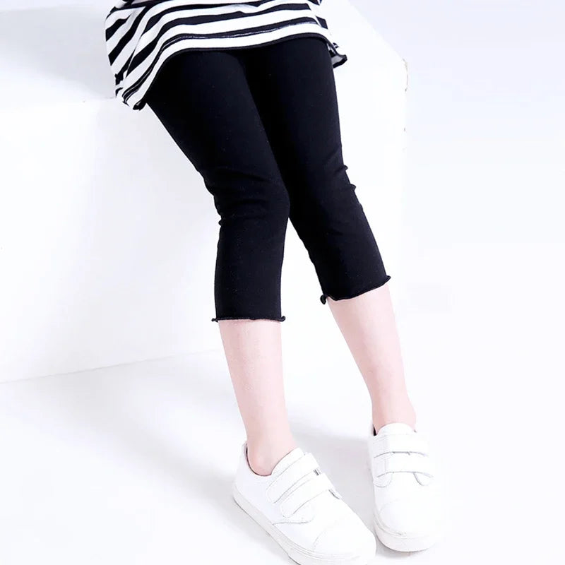 Girl's Ruffle Cropped Leggings