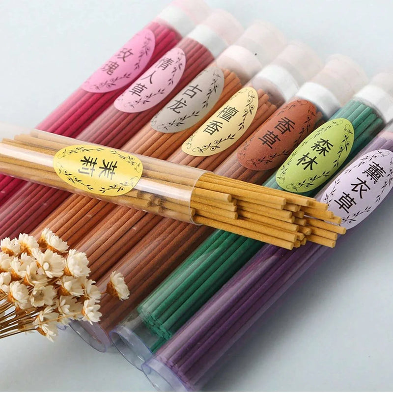 50Pcs/Box Natural Incense Sticks (Jasmine & Lavender Scented):