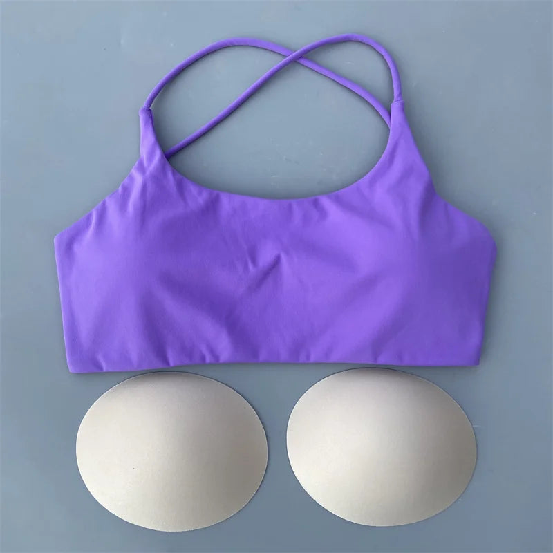 Women's Yoga Shorts Set with Cross-Strap Bra and High-Waist Shorts