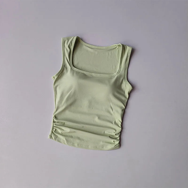 Women's Square Collar Fixed One-piece Sports Vest
