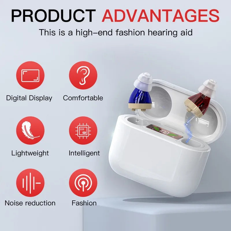 ITE Elderly Hearing Aid Rechargeable Deaf Digital Display Wireless Hearing Amplifier