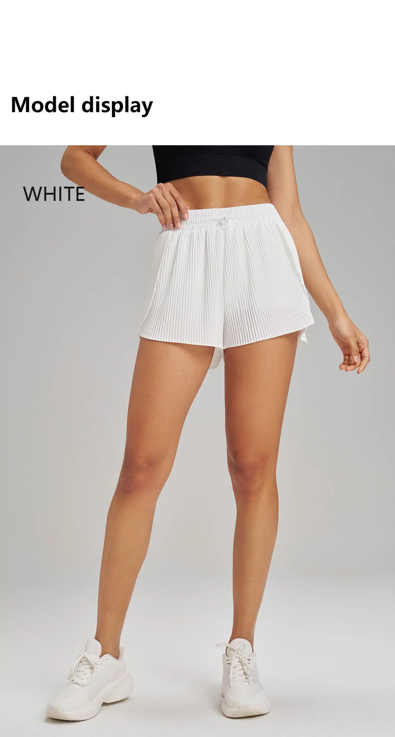 Fitness Fake Two-Piece Pleated Skirt Pants