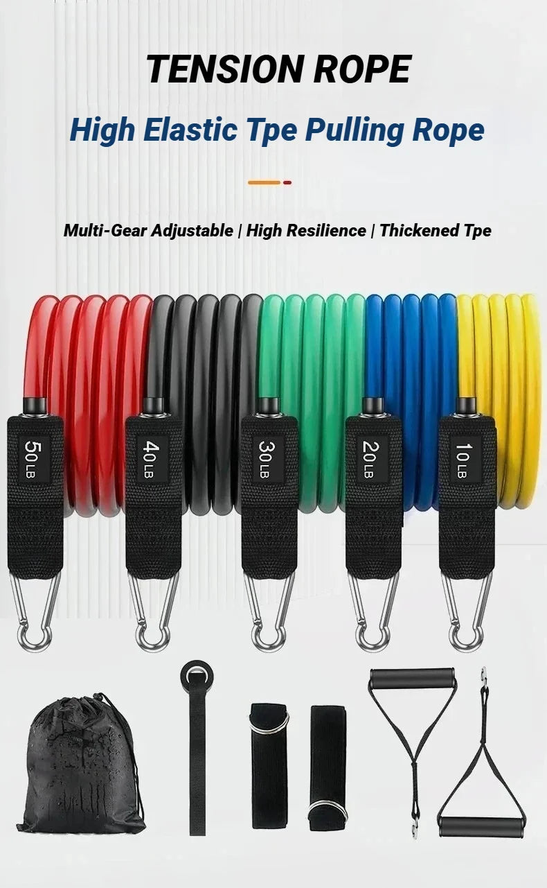 11pcs/Set Pull Rope Resistance Bands Fitness Equipment