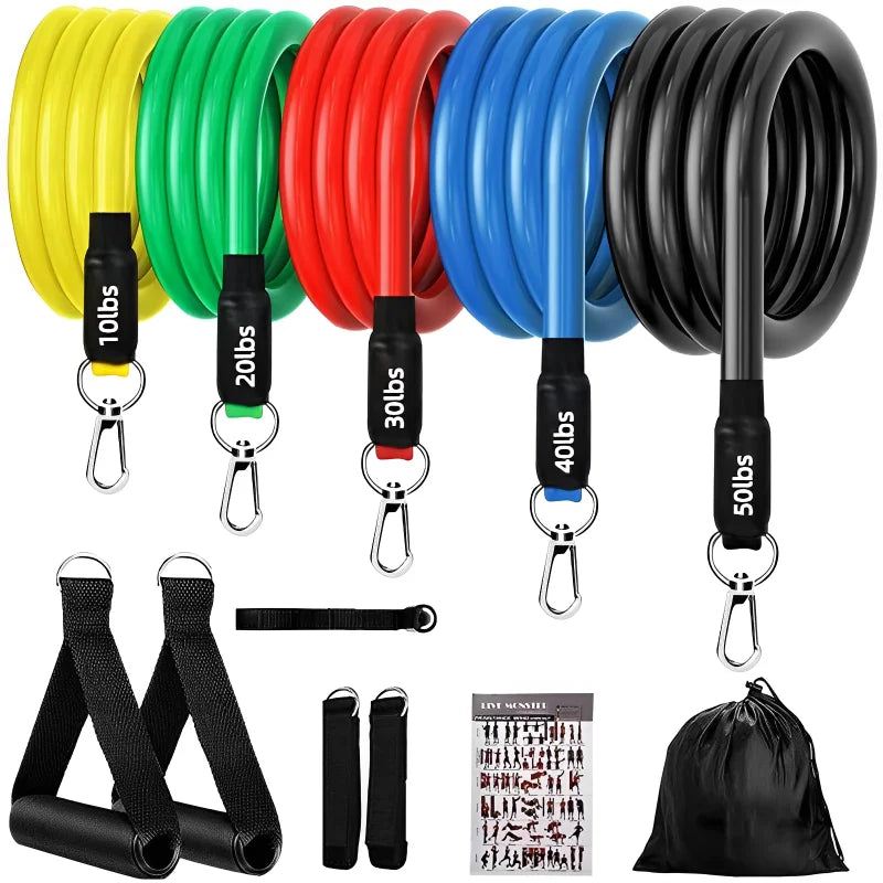 11pcs/Set Pull Rope Resistance Bands Fitness Equipment