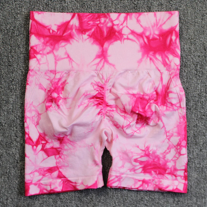 Seamless Tie Dye Push Up Yoga Shorts for Women: