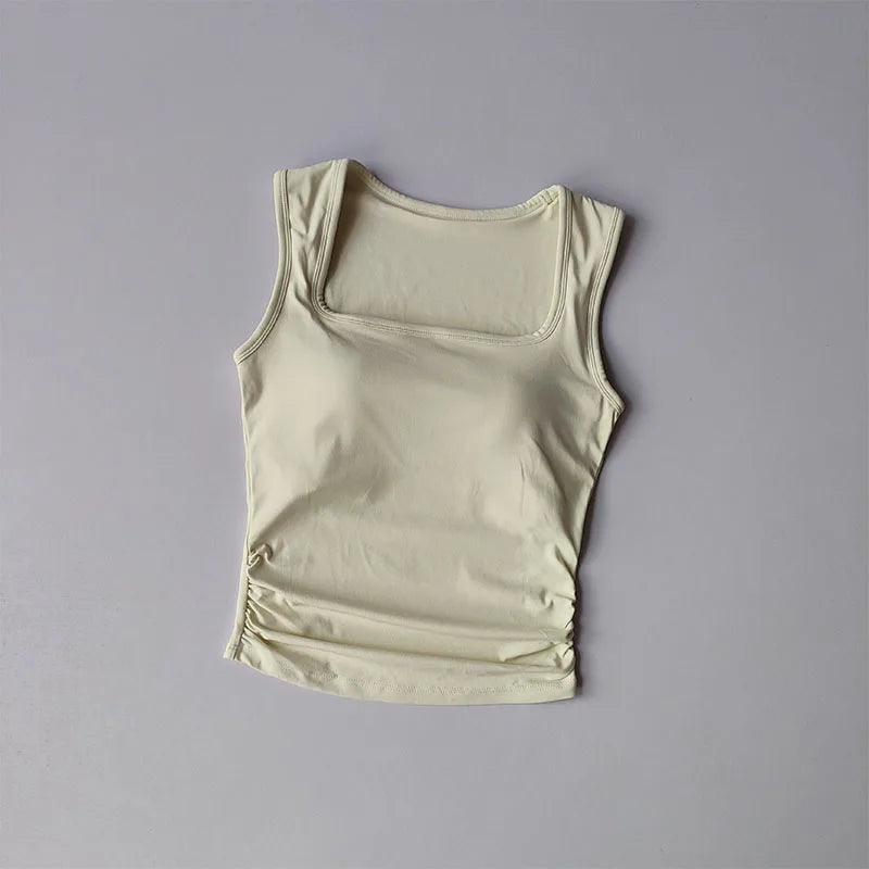 Women's Square Collar Fixed One-piece Sports Vest