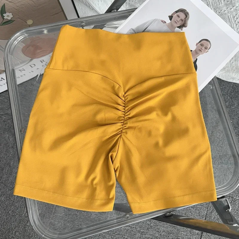 Solid Color High Waist Seamless Butt Lift Yoga Shorts