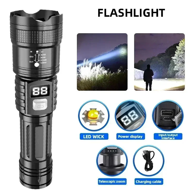 KDULIT High Power Rechargeable LED Flashlight: