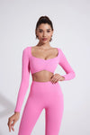 QINACTIVE Women’s Long Sleeve Yoga Crop Top