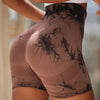 Seamless Tie Dye Push Up Yoga Shorts for Women: