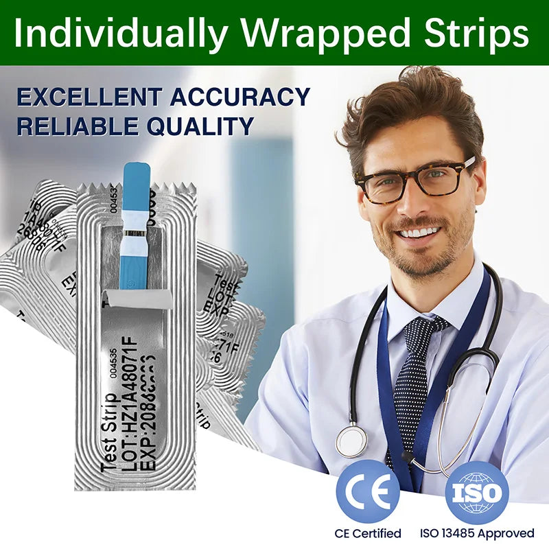 Blood Glucose Meter with Individually Wrapped Glucose Test Strips Glucometer Kit