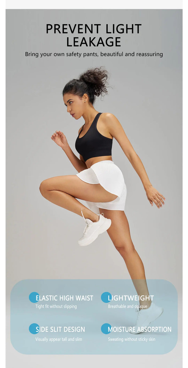 Fitness Fake Two-Piece Pleated Skirt Pants