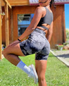 Seamless Tie Dye Push Up Yoga Shorts for Women: