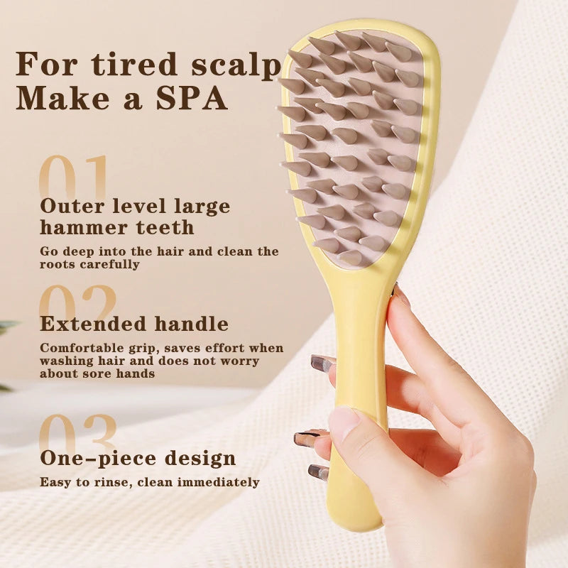 Long Handle Shampoo Brush Silicone Scalp Massage Comb