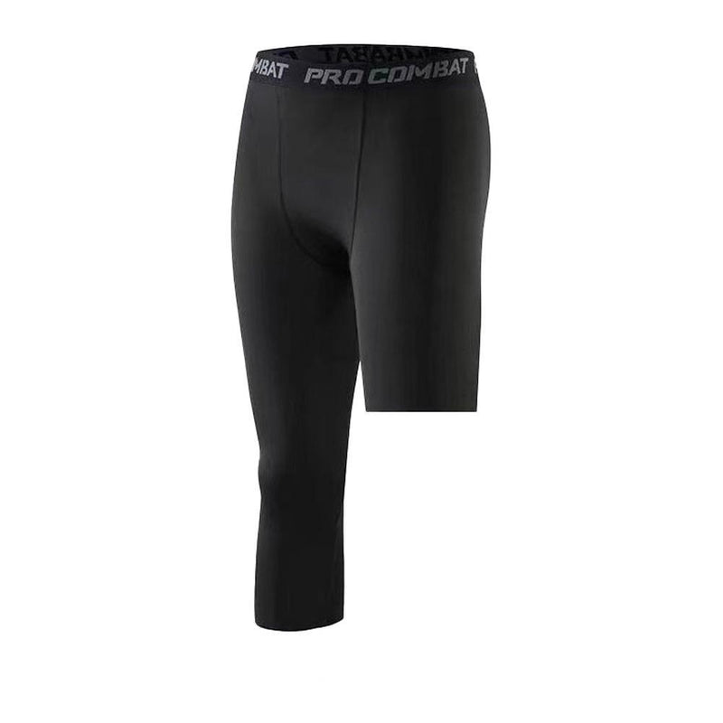 Men's One Leg Compression Leggings – Base Layer Cropped Sports Tights for Running & Basketball