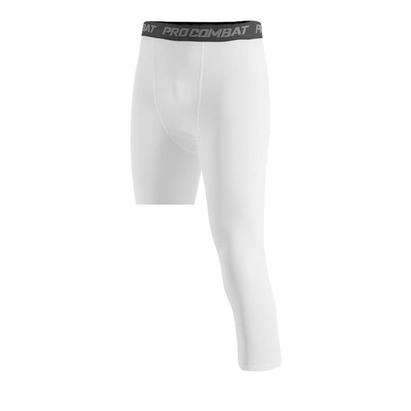 Men's One Leg Compression Leggings – Base Layer Cropped Sports Tights for Running & Basketball