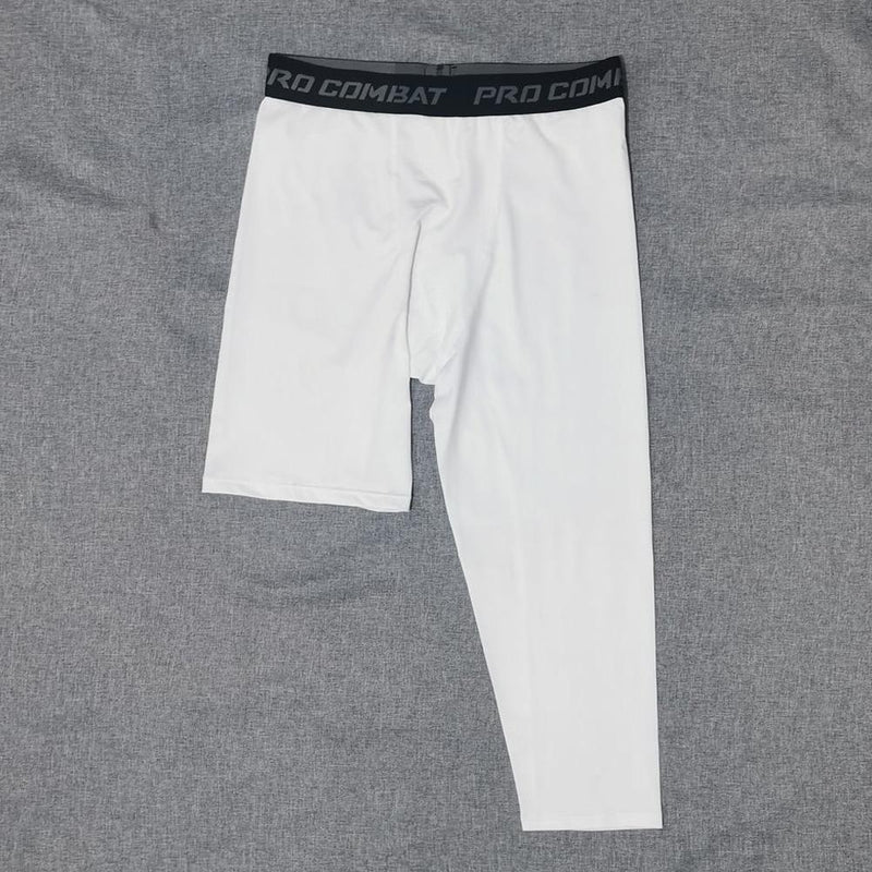 Men's One Leg Compression Leggings – Base Layer Cropped Sports Tights for Running & Basketball