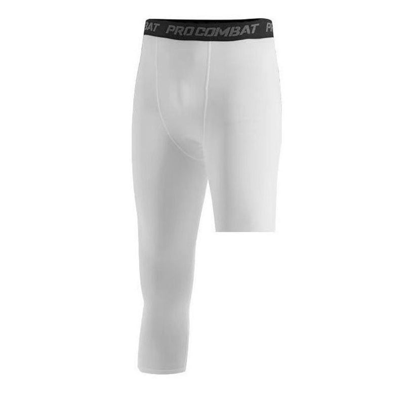 Men's One Leg Compression Leggings – Base Layer Cropped Sports Tights for Running & Basketball