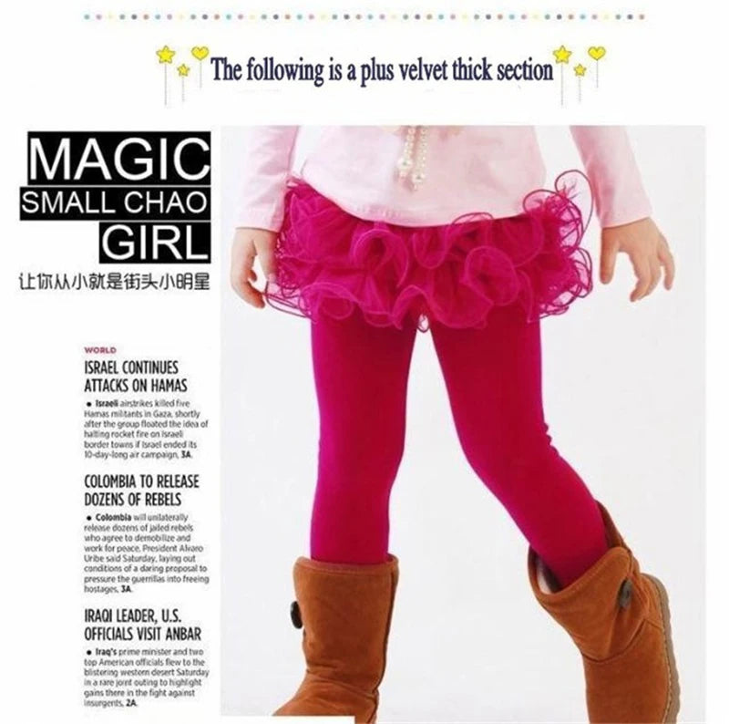 Girls Warm Velvet Leggings – Autumn/Winter Candy Colors (Sizes 3–9yrs.)