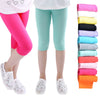 Girls Knee-Length Cropped Leggings – Candy Color Fifth Pants for Kids (3–10 Years)