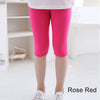 Girls Knee-Length Cropped Leggings – Candy Color Fifth Pants for Kids (3–10 Years)