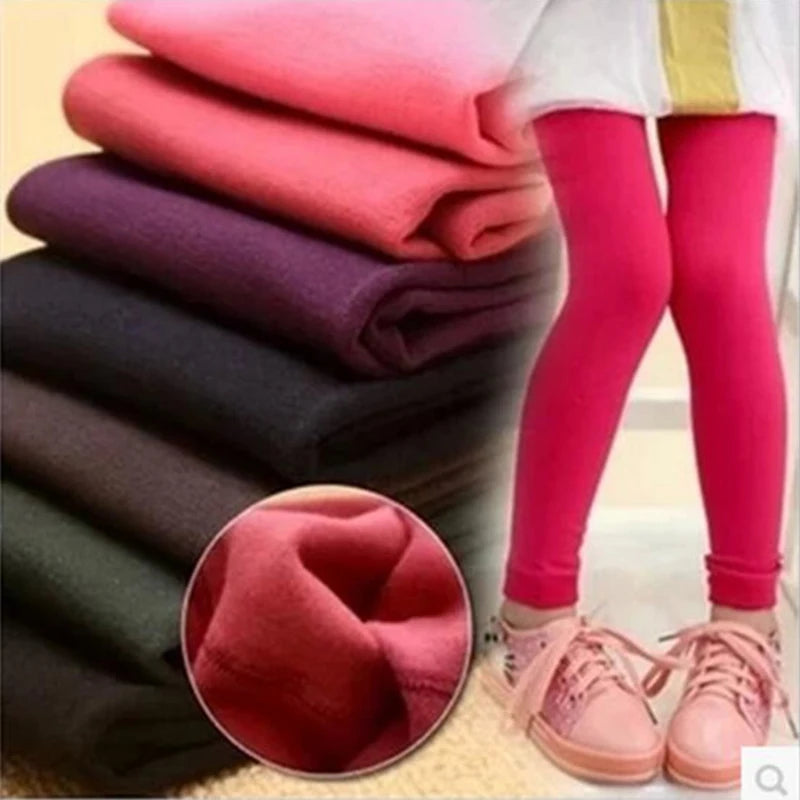 Girls Warm Velvet Leggings – Autumn/Winter Candy Colors (Sizes 3–9yrs.)