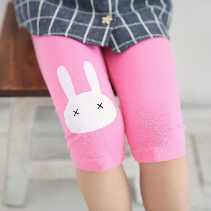 Girls Summer Cotton Leggings – Knee-Length Candy Color Capris
