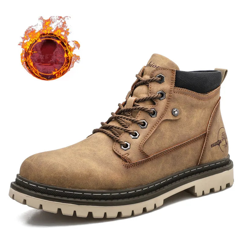 Men's Warm Winter Ankle Boots – Waterproof Outdoor Sneakers with Cozy Lining
