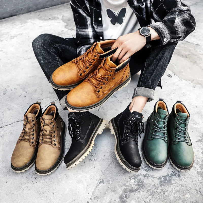 Men's Warm Winter Ankle Boots – Waterproof Outdoor Sneakers with Cozy Lining