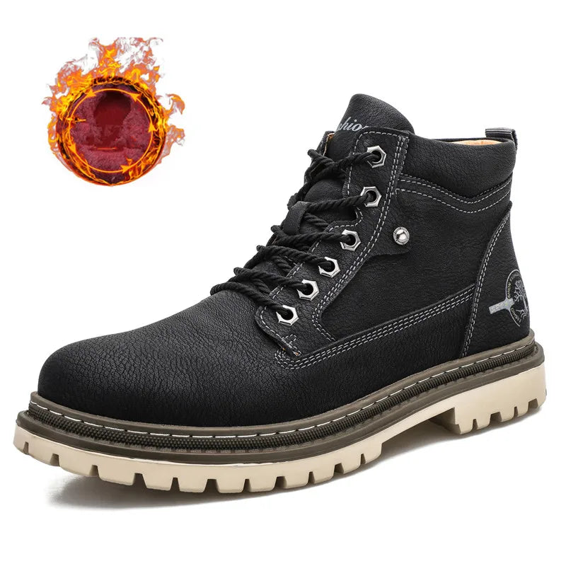Men's Warm Winter Ankle Boots – Waterproof Outdoor Sneakers with Cozy Lining