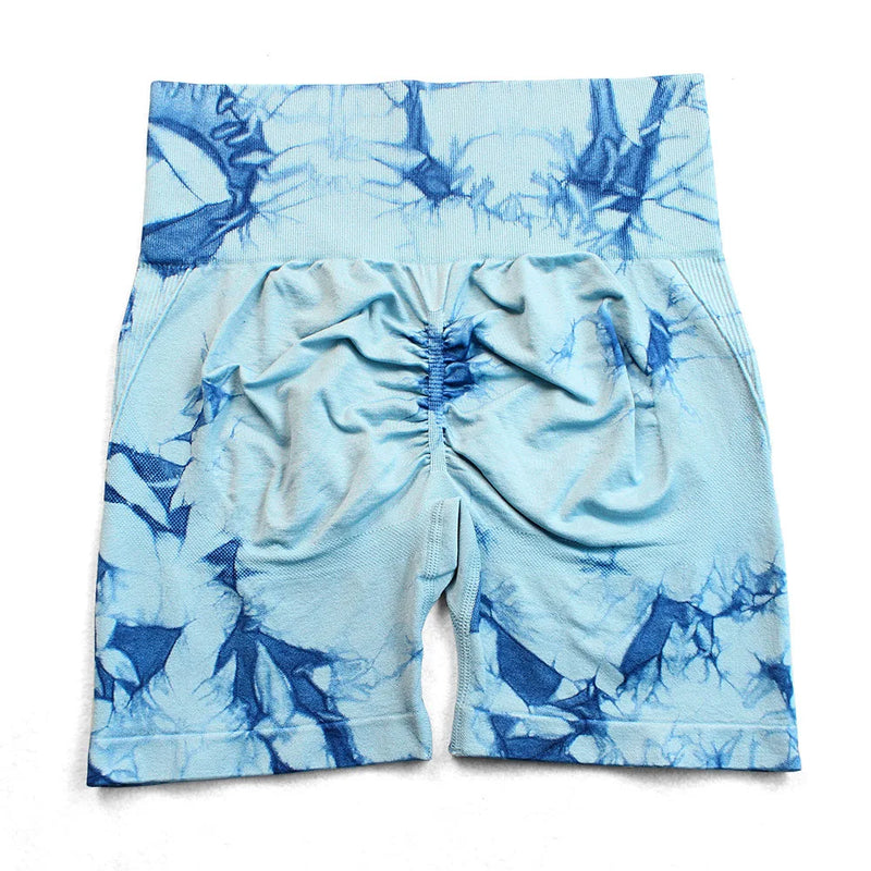 Seamless Tie Dye Push Up Yoga Shorts for Women: