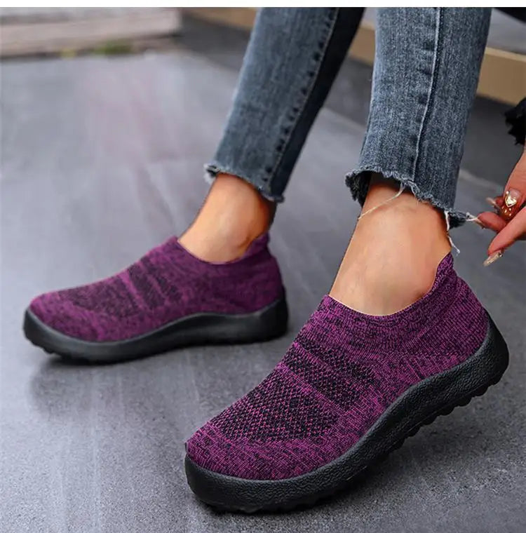 Women's Slip-On Sport Sneakers – Breathable Lightweight Running & Walking Shoes