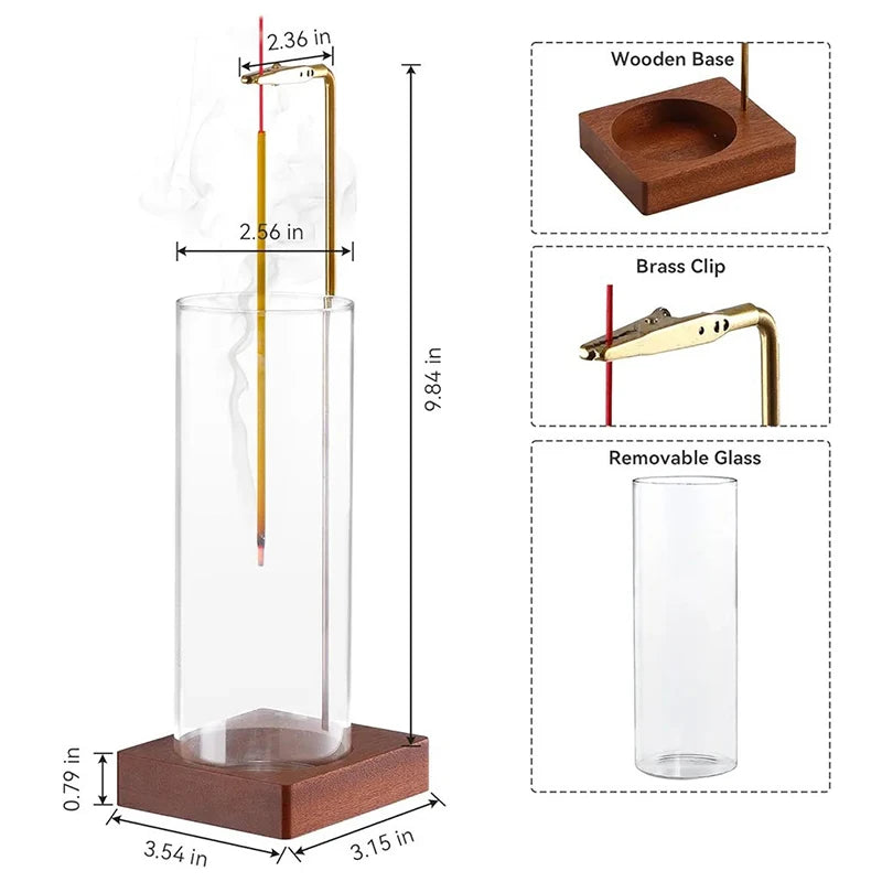 Incense Holder with Removable Glass Ash Catcher