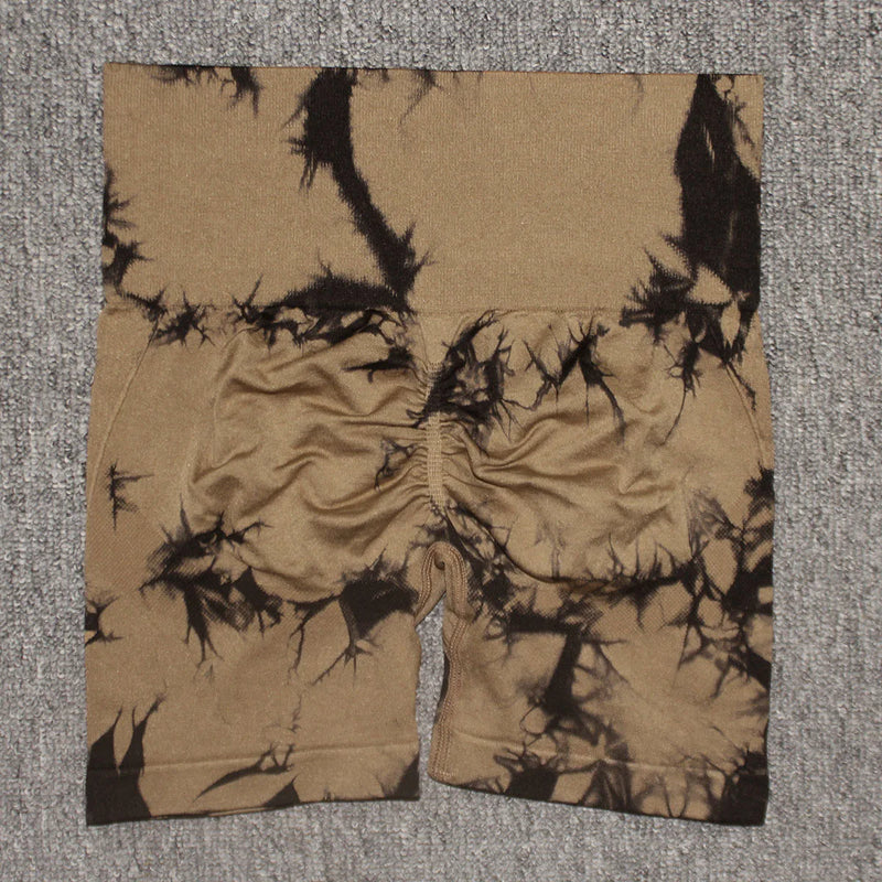 Seamless Tie Dye Push Up Yoga Shorts for Women: