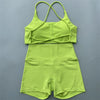 Women's Yoga Shorts Set with Cross-Strap Bra and High-Waist Shorts