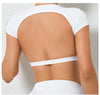 Women's Backless Muscle Back Sports Tee – Open Back Workout Yoga Training T-Shirt