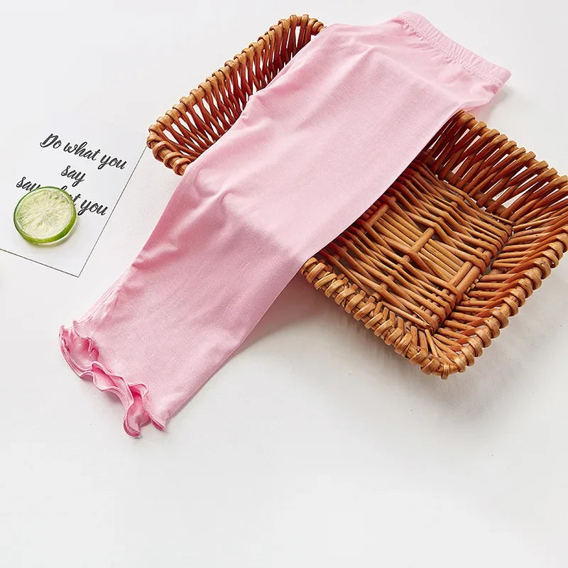 Girl's Ruffle Cropped Leggings