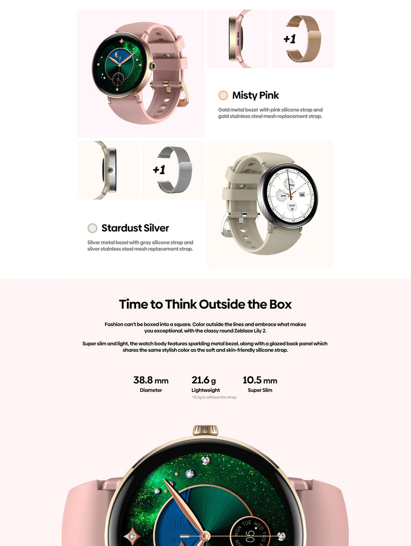 NEW 2025 Zeblaze Lily 2 Voice Calling Female Smartwatch