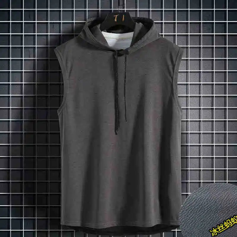 Men’s Lace-Up Hooded Sleeveless Vest – Hip-Hop Sports Tank Top