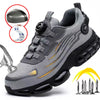 Oulylan Men's Steel Toe Safety Shoes – Puncture-Resistant Work Boots with Rotary Button Closure