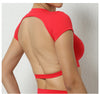 Women's Backless Muscle Back Sports Tee – Open Back Workout Yoga Training T-Shirt