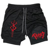 Anime Berserk Men’s 2-in-1 Performance Shorts – Compression Gym Workout Shorts with Pockets