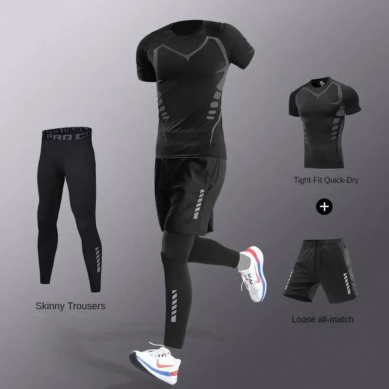 Men’s Quick-Dry Ice Fiber Sportswear Set – 3–7 Piece Running Tracksuit for Gym, Cycling & Training