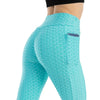 Women’s High Waist Pocket Bubble Leggings – Hip Lift Gym Fitness Pants