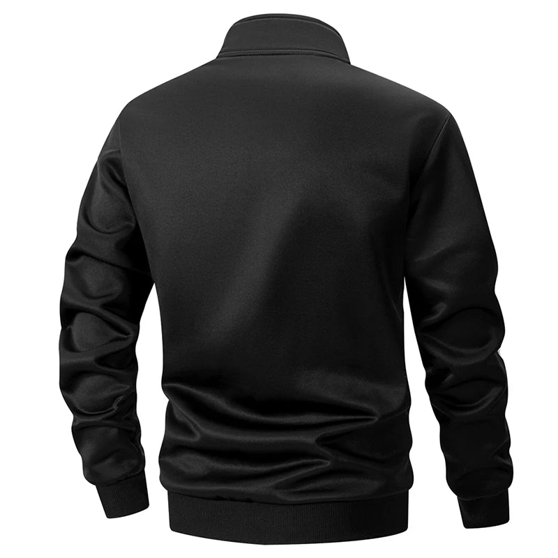 Men's Fleece-Lined Colorblock Jacket – Warm Zip-Up Sport Coat with Kangaroo Pocket