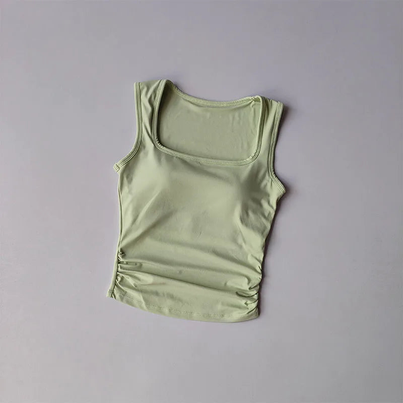 Women's Square Collar Fixed One-piece Sports Vest